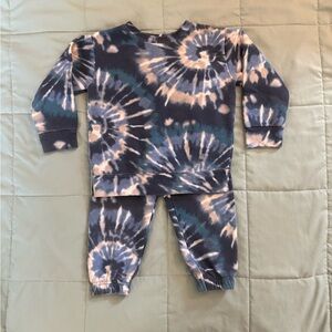 Kids Tie-Dye Pajama Set - Blue and White